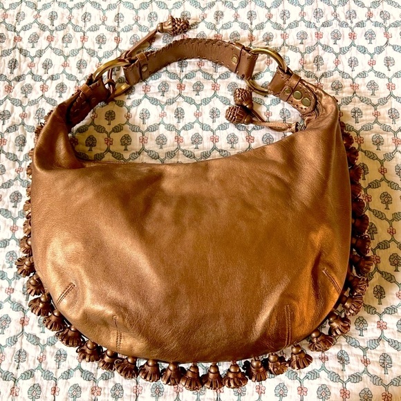 ISABELLA FIORE Morgan Embroidered Butterfly Boho Beaded Bag + Suede Wristlet - Picture 13 of 15